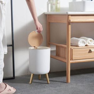 Fashion style white plastic trash can